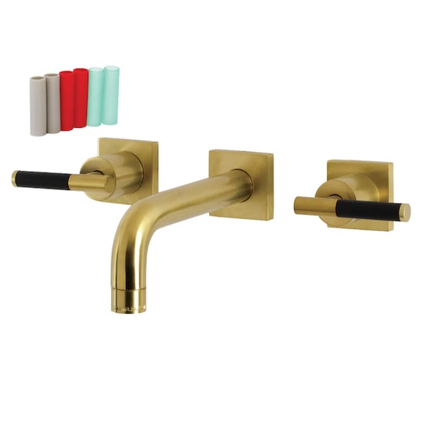 Kingston Brass KS6127CKL Two-Handle Wall Mount Bathroom Faucet, Brushed Brass KS6127CKL - main
